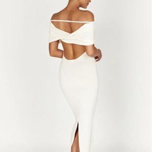 Meshki TERESE Off Shoulder Knit Maxi Dress - Cream Size XXS NWT